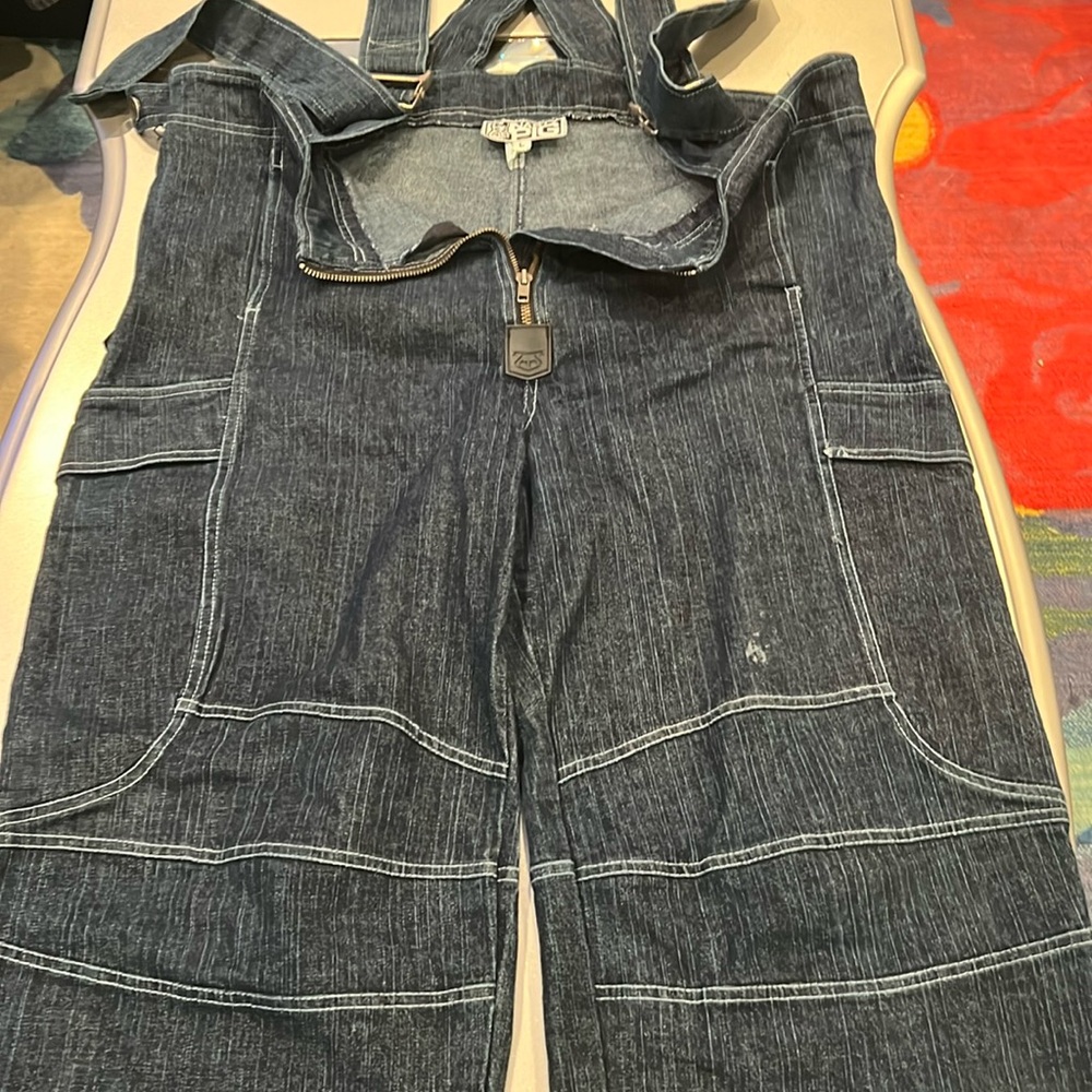 Vintage collectors item, Nasty Pig large, jean pants with suspenders. Approx 36